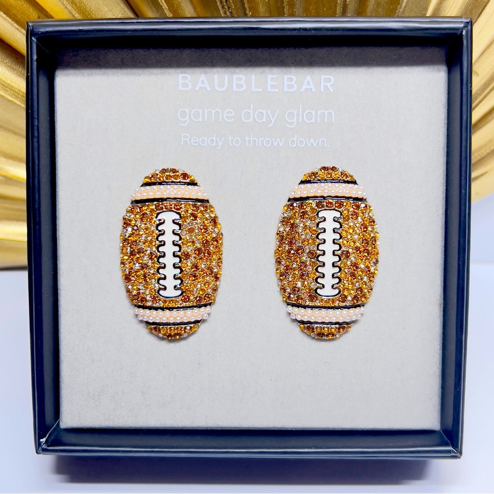 NIB BaubleBar Crystal Tailgate Football Earrings
